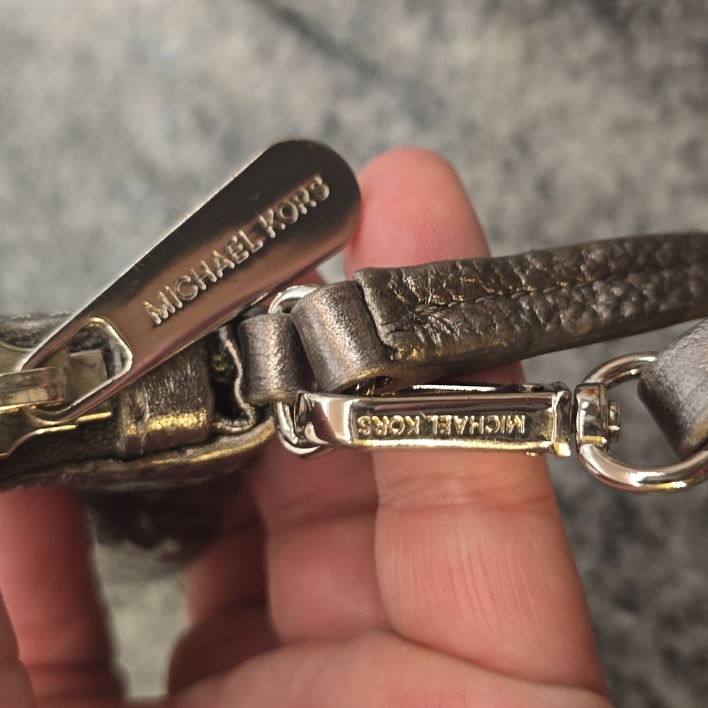 Michael Kors Silver Leather Sequins Writslet Convertible Strap - Picture 7 of 7